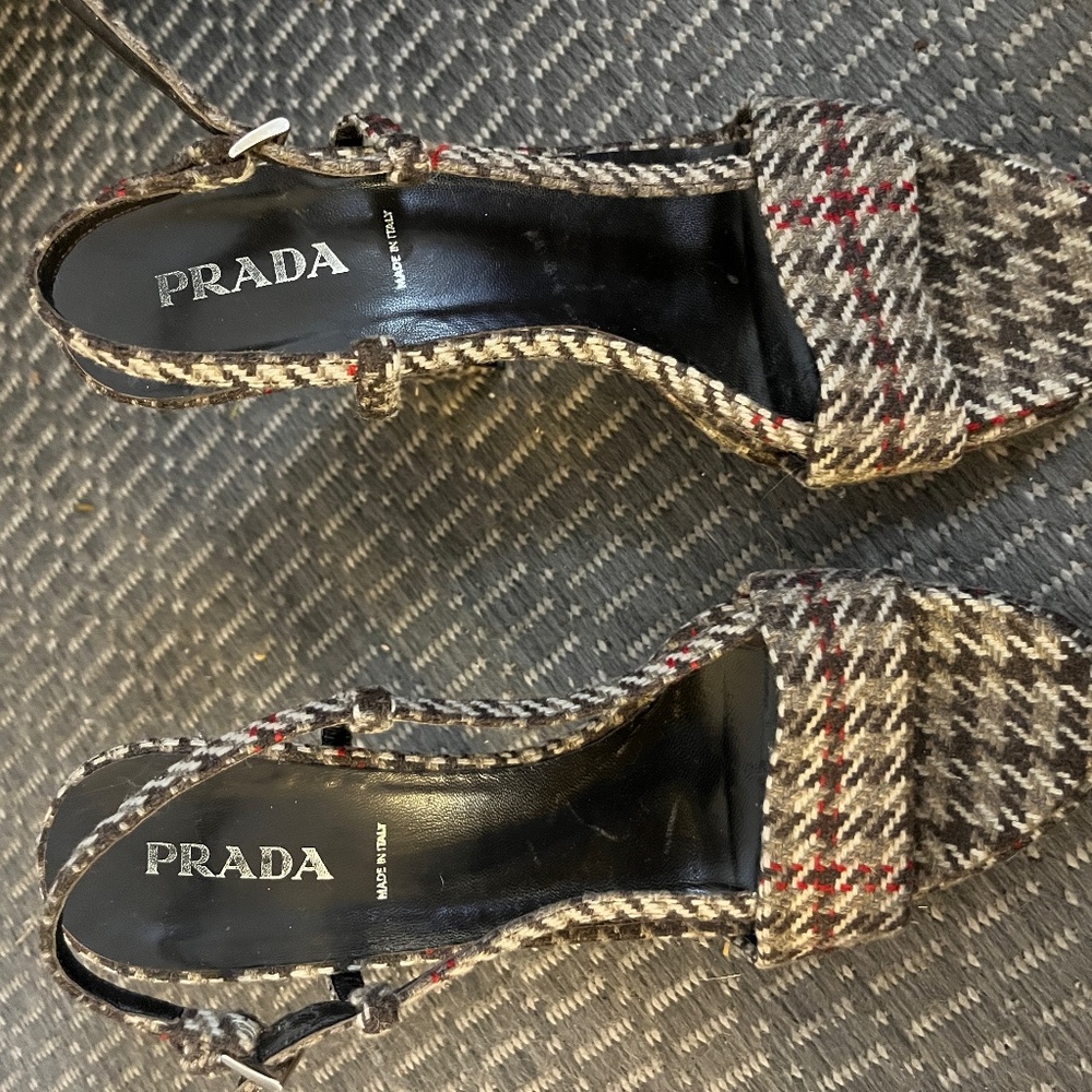 Prada Houndstooth Sling-Back Heels